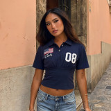 SC Letter Print Short Sleeve Sport T Shirt GPKJ-MR47327