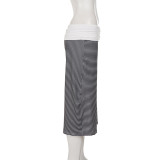 SC Contrast Color Patchwork Stripe Wide Leg Pants GPKJ-MR49630