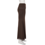 SC Lace Patchwork Ruched Long Skirts GPKJ-MR50125