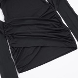 SC Hollow Out Patchwork Ruched Mini Dress GPKJ-MR49852