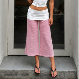 SC Contrast Color Patchwork Stripe Wide Leg Pants GPKJ-MR49630