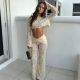 SC Lace Hollow Out Long Sleeve Pants 2 Piece Set SHD-8118