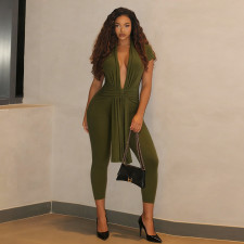 SC Deep V Neck Sleeveless Skinny Jumpsuit SHD-8507