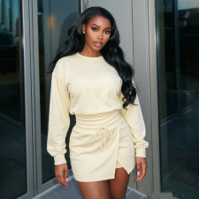 SC Long Sleeve Solid Color Two Piece Skirt Set GDSF-D26ST274