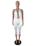 SC Solid Color Halterneck Backless Seventh Jumpsuit SHD-8504