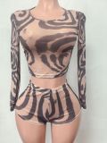 Pre Order: About 7 work days shipping Print Long Sleeve Short Suit YUEM-202665