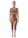 SC Print Backless Sling Tank Top Seventh Pants Suit SHD-8115