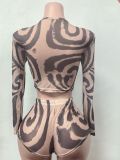 Pre Order: About 7 work days shipping Print Long Sleeve Short Suit YUEM-202665