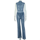 SC Sleeveless Print Slim Two Piece Pants Set GJYO-JS919210