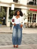 SC Plus Size Patchwork Wide Leg Jeans GYLN-0704