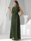 SC Solid-Color Chiffon Sleeveless Maxi Dress GXRF-QC170