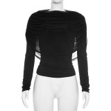 SC Long Sleeve Ruched Shawl Top GSBW-J26TP310
