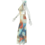 SC Sleeveless Backless Print Two Piece Skirts Set GJYO-JSD711915