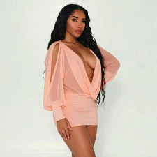 SC Solid Color Backless Mini Dress GSZM-J26DS261