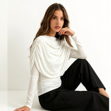 SC Long Sleeve Ruched Shawl Top GSBW-J26TP310