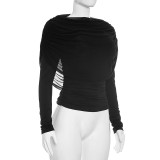 SC Long Sleeve Ruched Shawl Top GSBW-J26TP310