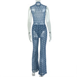 SC Sleeveless Print Slim Two Piece Pants Set GJYO-JS919210