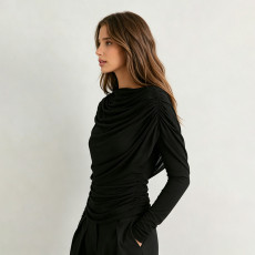 SC Long Sleeve Ruched Shawl Top GSBW-J26TP310