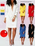 SC DeepV Neck Long Sleeve Mini Dress QYMF-3003