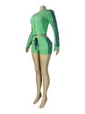 SC Fleece Zipper Drawstring Shorts Two-Piece Shorts Set CH-26030