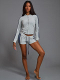 SC Fleece Zipper Drawstring Shorts Two-Piece Shorts Set CH-26030