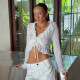 SC Solid Color Ruffles Tie Up Tops GPKJ-MR50547