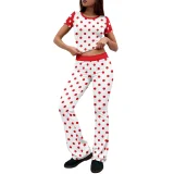 SC Print Short Sleeve Tops Two Piece Pants Set QXLB-XRB-SDQU56