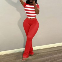 SC Print Short Sleeve Tops Two Piece Pants Set QXLB-XRB-SDQU56