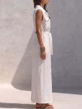 SC Sleeveless Single Breasted Shirt Dress(With Belt) GWDS-260615