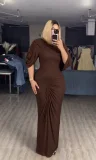 SC Mesh Ruched Bat Sleeve Maxi Dress GADE-10242