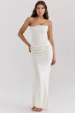 SC Satin Ruched Slim Tube Top Dress GWDS-250879-1