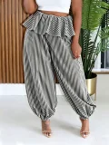SC Stripe Print Ruffles Loose Pants ZDF-33533