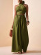 SC Cross Halterneck Solid Color Two Piece Pants Set HNIF-YF309