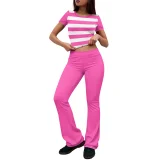 SC Print Short Sleeve Tops Two Piece Pants Set QXLB-XRB-SDQU56