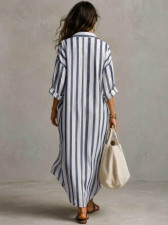 SC Casual Stripe Long Sleeve Shirt Dress GSRX-981