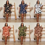 SC Plus Size Print Loose Short Sleeve Casual Dress GTYZ-7614
