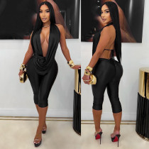 SC Solid Color Sleeveless Backless Seventh Jumpsuit GSZM-C26JP311
