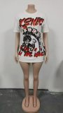 SC Letter Print Short Sleeve T Shirt GNJF-H3259
