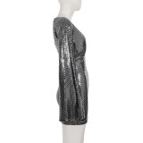 SC Fashion Sequin V Neck Split Mini Dress GPKJ-MR50652