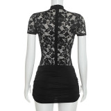 SC Lace Patchwork Hollow Out Romper GDSF-D26RP273