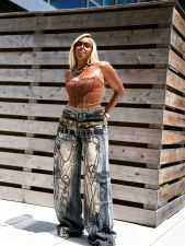 SC Plus Size Fashion 3D Chain Print Jeans GYLN-0928