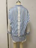 SC Contrast Color Stripe Shirt Two Piece Short Set LSD-3013