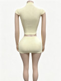SC Solid Color Short Sleeve Two Piece Skirts Set GFCF-1491