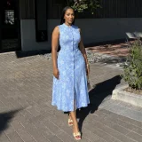 SC Floral Print Sleeveless Split Midi Dress GCNE-73988