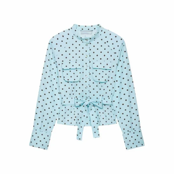 SC Polka Dot Print Long Sleeve Two Piece Shorts Set GKYS-3037