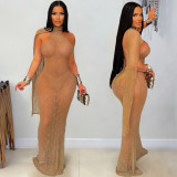 SC See Through Lace Shawl Sexy Maxi Dress(With Underpants) BY-7809