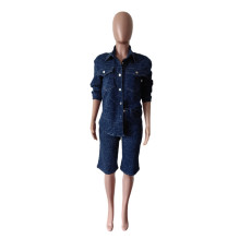 SC Long Sleeve Fifth Pants Denim 2 Piece Set MEM-88717
