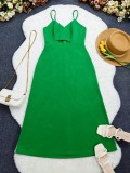 SC V Neck Hollow Out Sling Maxi Dress GYLY-10689