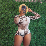 SC Leopard Print Mesh Top Two Piece Shorts Set MXBF-D26ST300