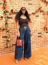 SC Plus Size Loose Pleated Wide Leg Jeans GYLN-6390